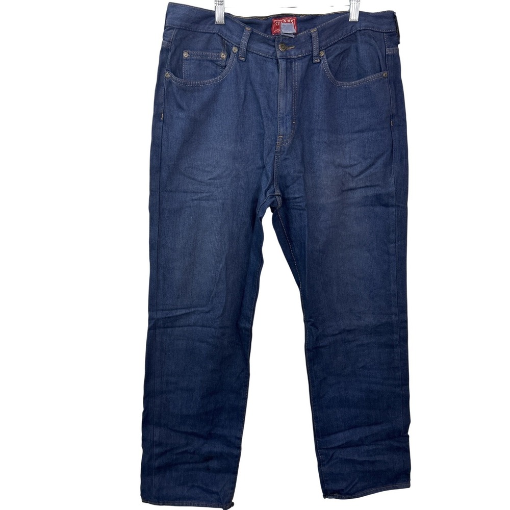 Chaps Cotton Straight Fit Jeans 36x32 Blue Dark Wash Americana Workwear Dad Core